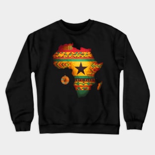 African Map Kente Pattern Ghana Flag Crewneck Sweatshirt